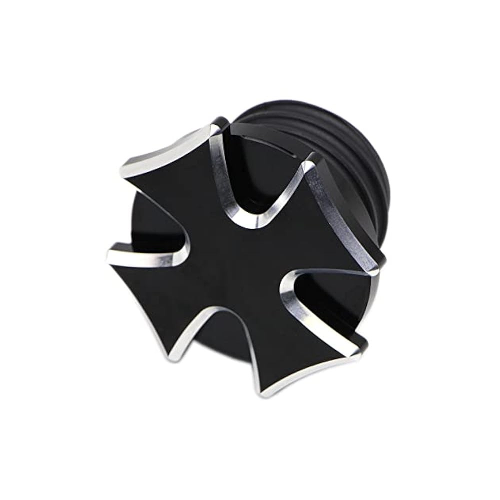 For Right,h Thread Gas Cap Dyna/Softail 2000,2017 Black with Silver Edge