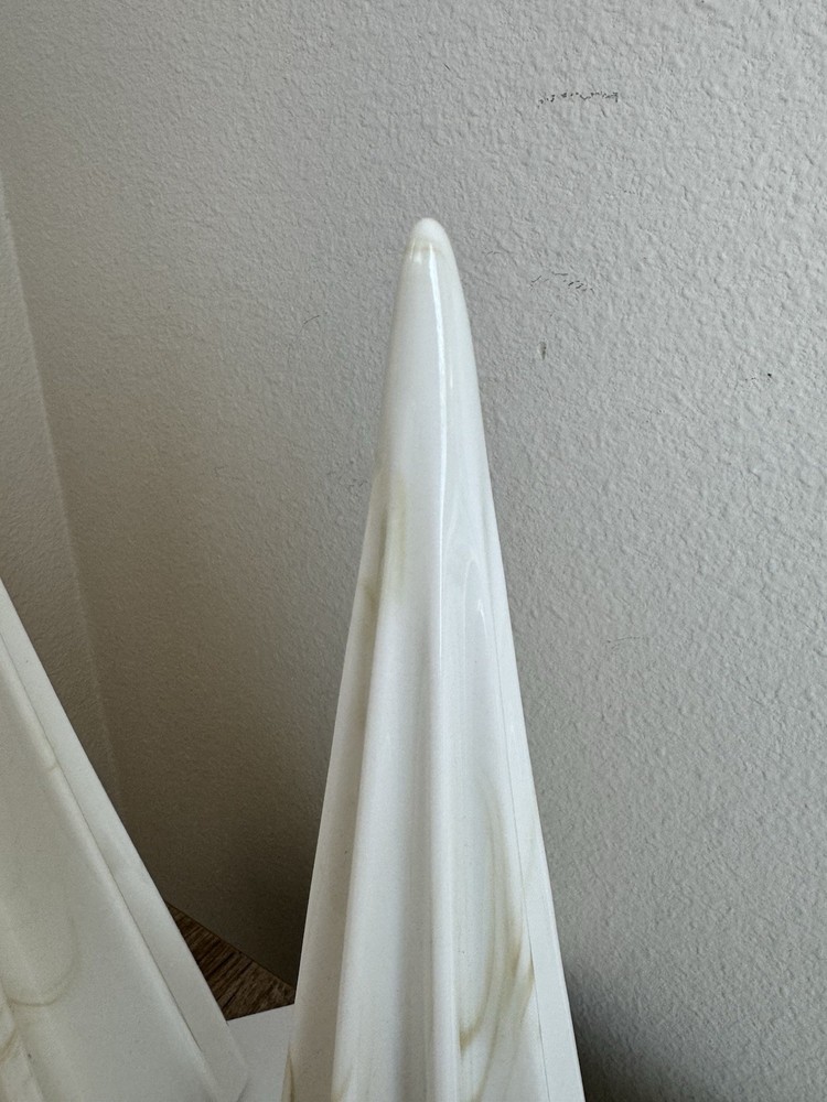 Threshold White Marbled Ceramic Tabletop Christmas Trees Set Of 2