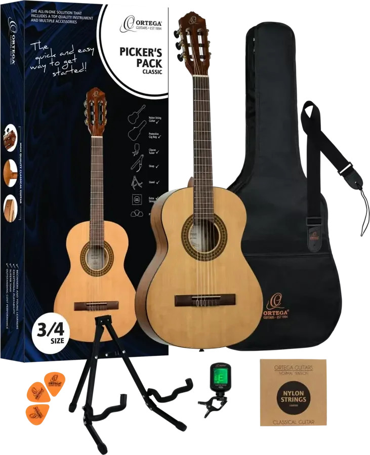 Picker’s Pack Student 3/4 Nylon Classical Guitar Bundle with Accessories