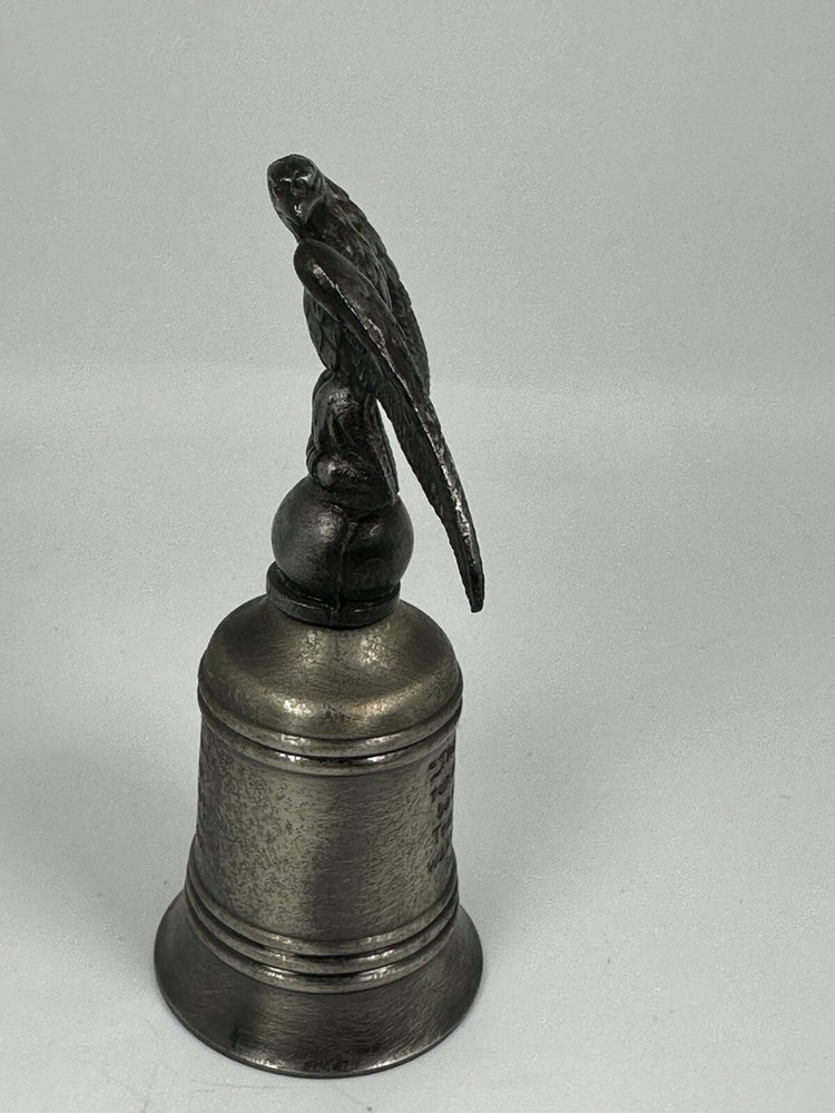 Small Vintage Silver Pewter Bell with Eagle 4" Tall Isaiah 40:31 Scripture