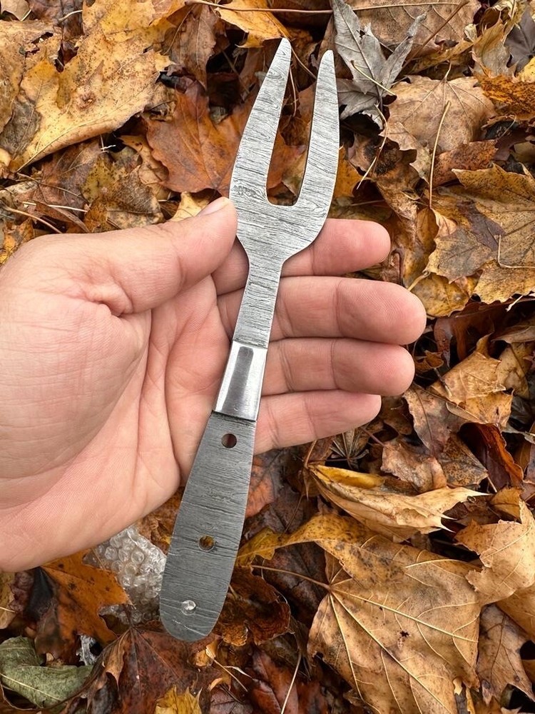 Custom Made Damascus Steel Fork Collectible Blank Fork