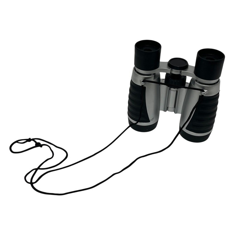 Compact Binoculars Silver Black With Neck Strap