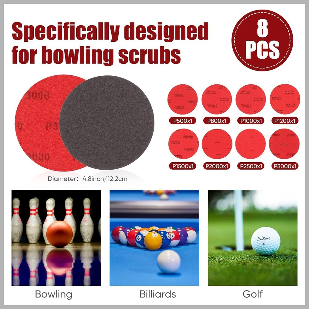 Comprehensive Bowling Pad Set with 8 Grits for Enhanced Ball Performance