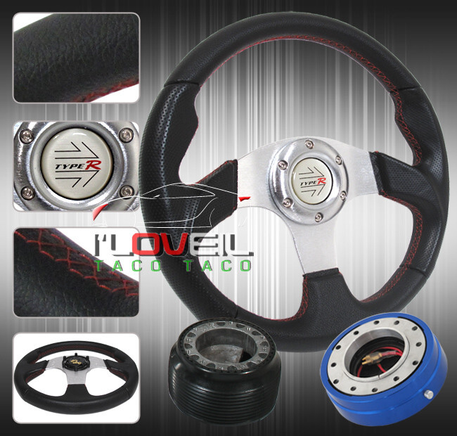 320mm 6 Bolt Mounting Steering Wheel + Thin Quick Release + Hub Adapter + Button
