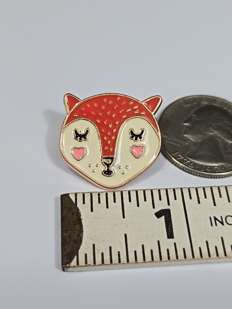 Orange Fox Head Eyes Closed Lapel Pin