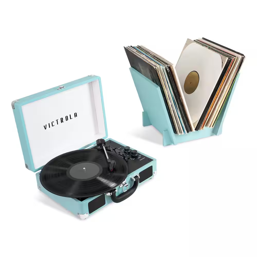 Journey plus Bluetooth Suitcase Record Player with Matching Record Stand