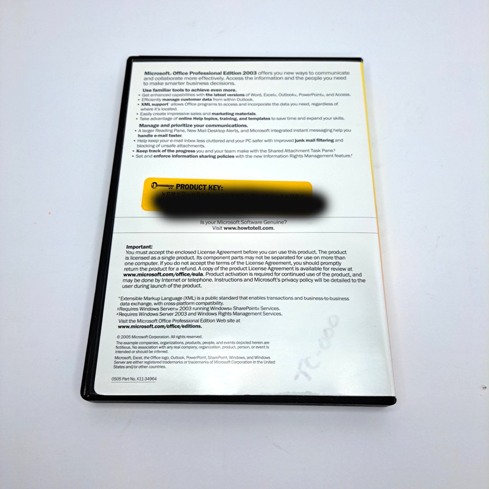 Microsoft Office Professional Edition 2003 CD Plus Booklet & Key