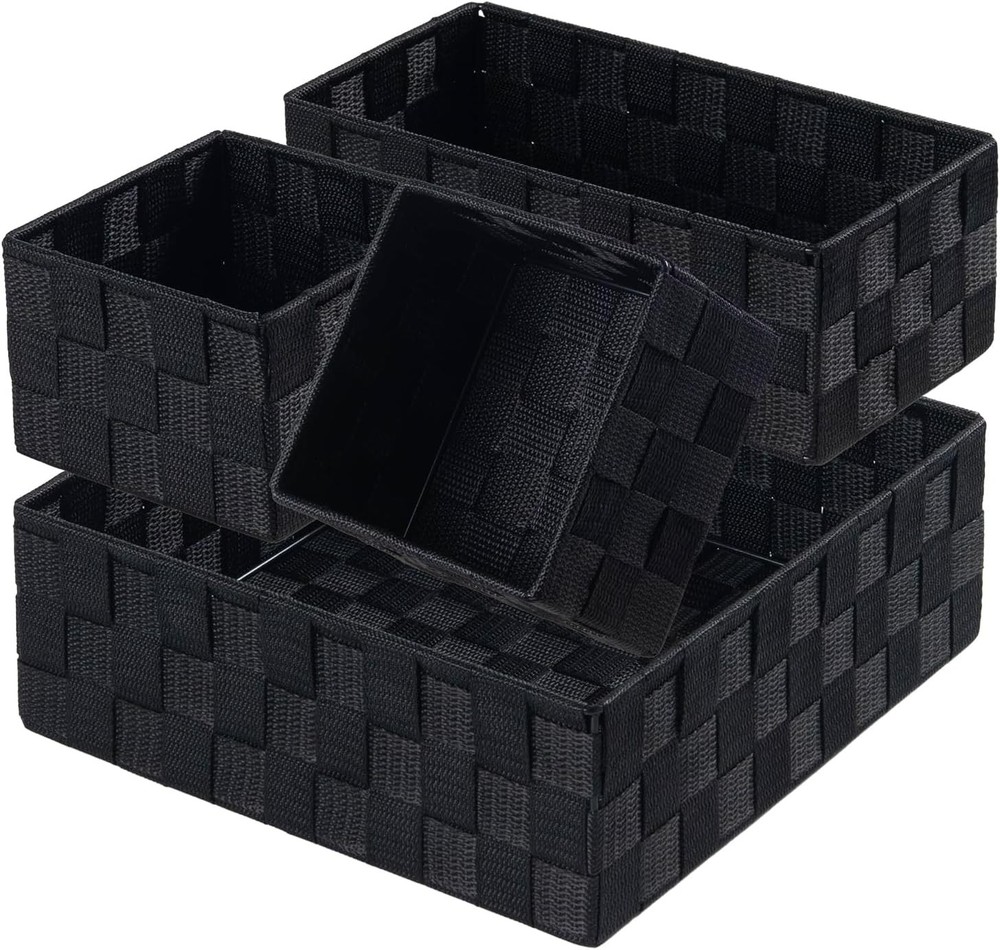 Small Black Baskets Cube Bin Container Tote,Woven Storage Baskets Organizing