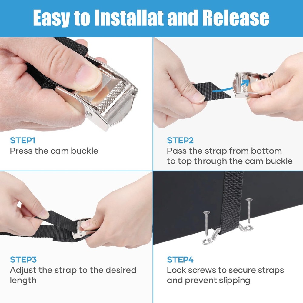 Battery Tie Down Strap Hold Down Kit, 1" x 48" Cooler Tie Down Kit