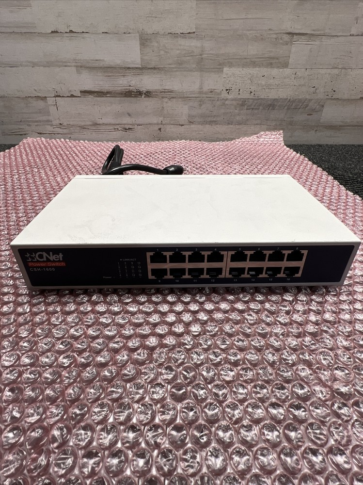Used CNet Power Switch Ethernet Switch CSH-1600  With AC Cable