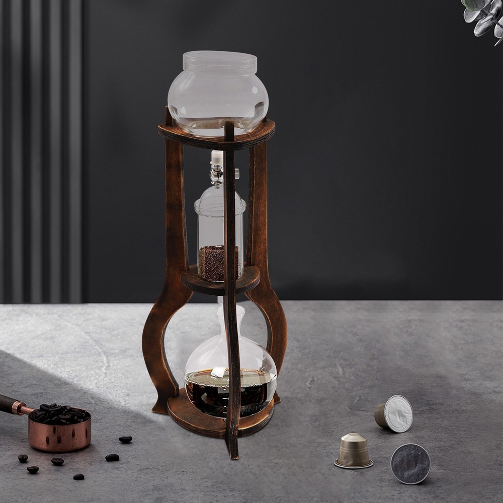 Iced Coffee Cold Brew Drip Tower Coffee Maker Ice Coffee Machine (Brown)