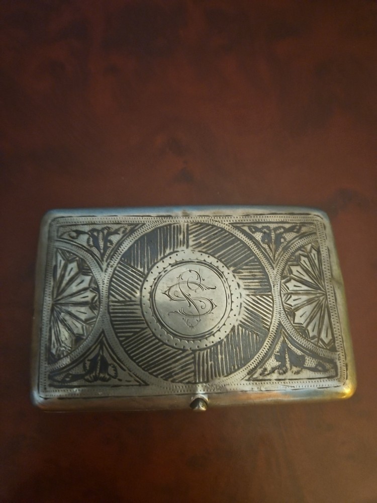 Antique Russian Sterling Silver Cigarette Case Sapiro