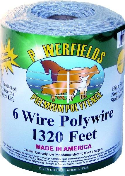 Powerfields Polywire 6-Wire/1320 Feet White