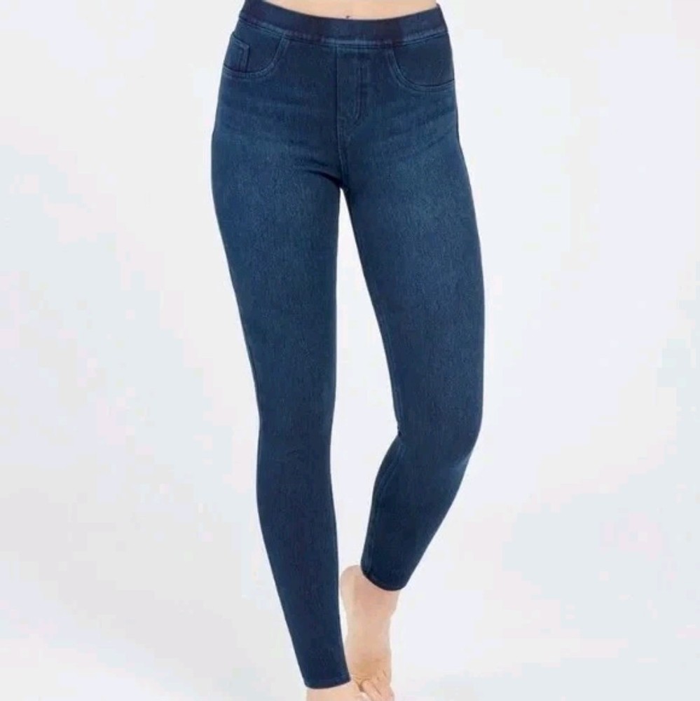 SPANX Jean-ish Ankle Leggings Size XL Dark Blue Wash Pull On #20018R