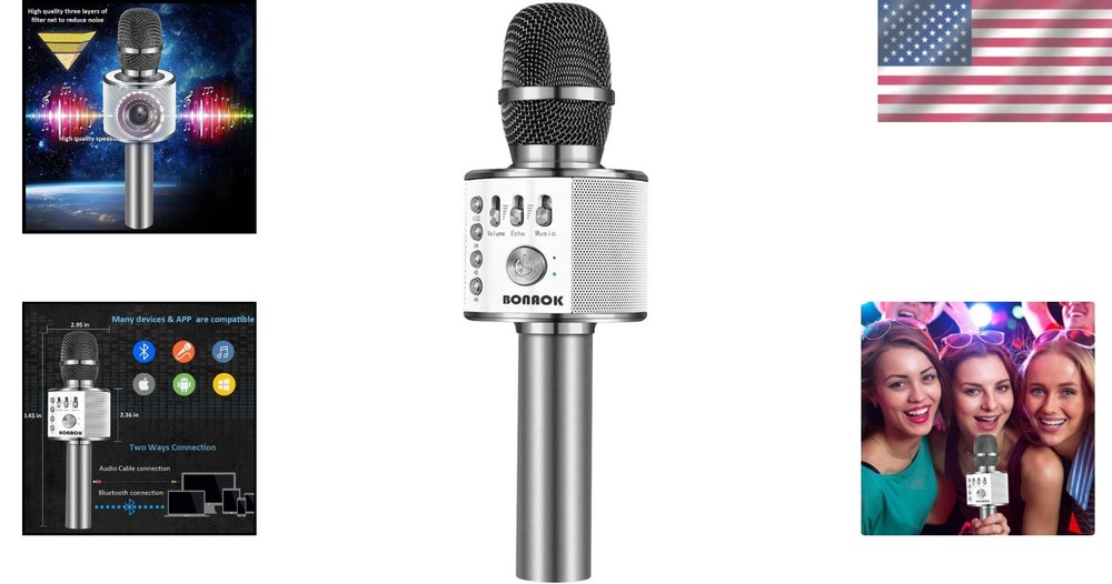 Portable Handheld Karaoke Microphone with Echo Control & High Sensitivity Sound