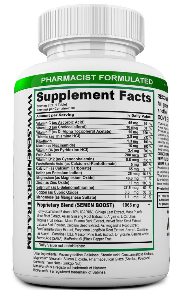 SEMENIZERX EXTRA - Loads Volumizer. Testosterone Booster.