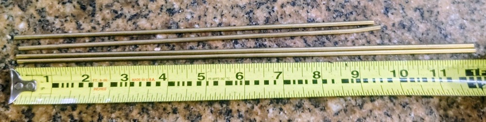 🗽K & S ENGINEERING SOLID BRASS RODS 1/8" DIA 4 Pcs