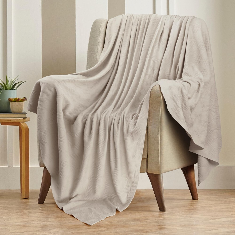 Utopia Bedding 100% Cotton Thermal Blanket Khaki Throw Size Throw,