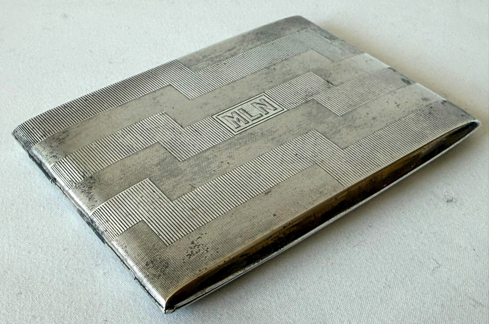 Antique Silver Engraved Cigarette Case 119.83 grams Monogrammed