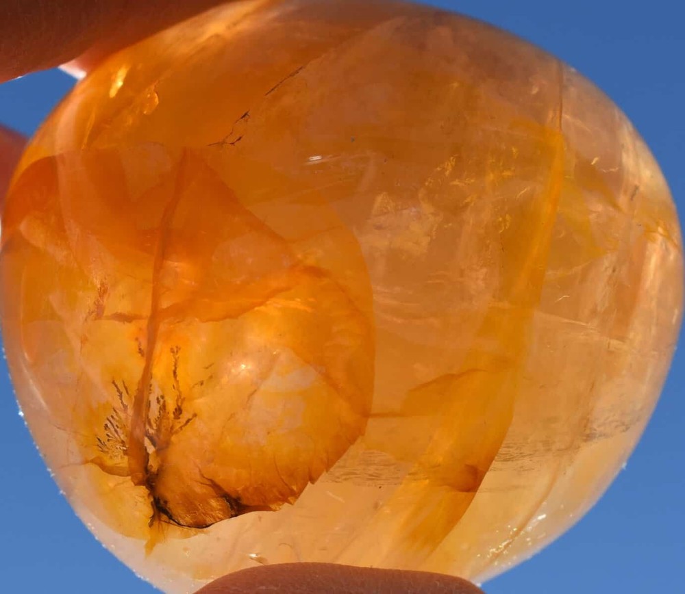 Yellow Hematoid Quartz Palm Stone #12