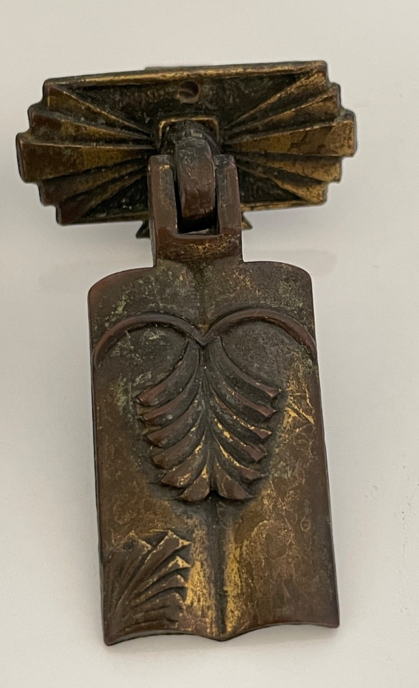 4 Art Deco Antique Solid Brass Drawer Drop Handles Pulls c/w Fixing Bolts