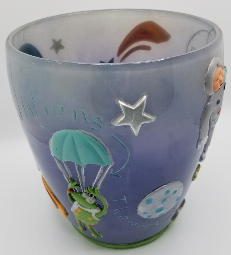 Laura Ashley Astronaut Alien Planets Outer Space Trash Can 3 Dimensional Acrylic
