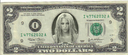 Shakira $2 Dollar Bill Mint! Rare! $1