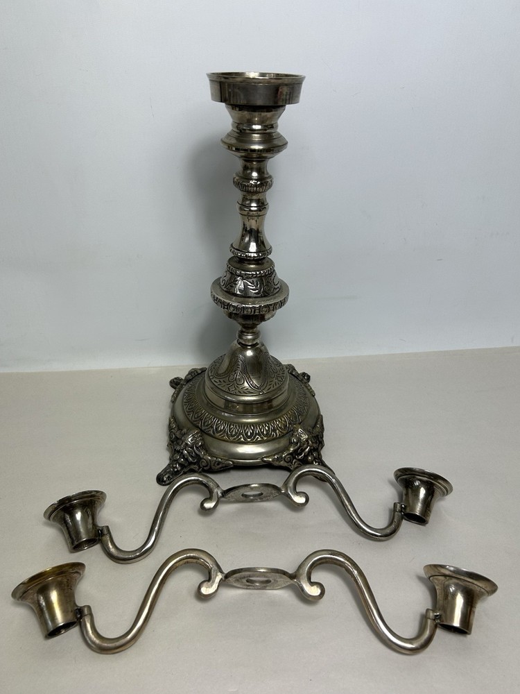 Antique Silver Plated Candelabra - 5 Arm Gothic Table Centrepiece