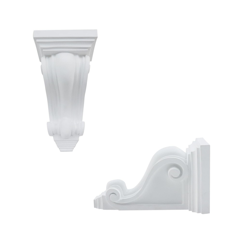 PU Corbel Decorative Ceiling Corner SelfAdhesive Shelf Bracket White Scroll