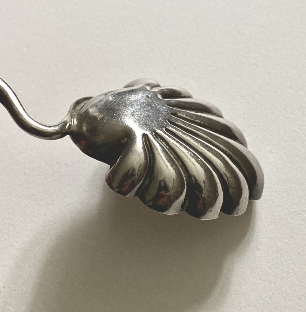 Antique Solid Silver SHIVA SNAKE CHARMER FIGURAL SPOON - SHELL BOWL (5H11)