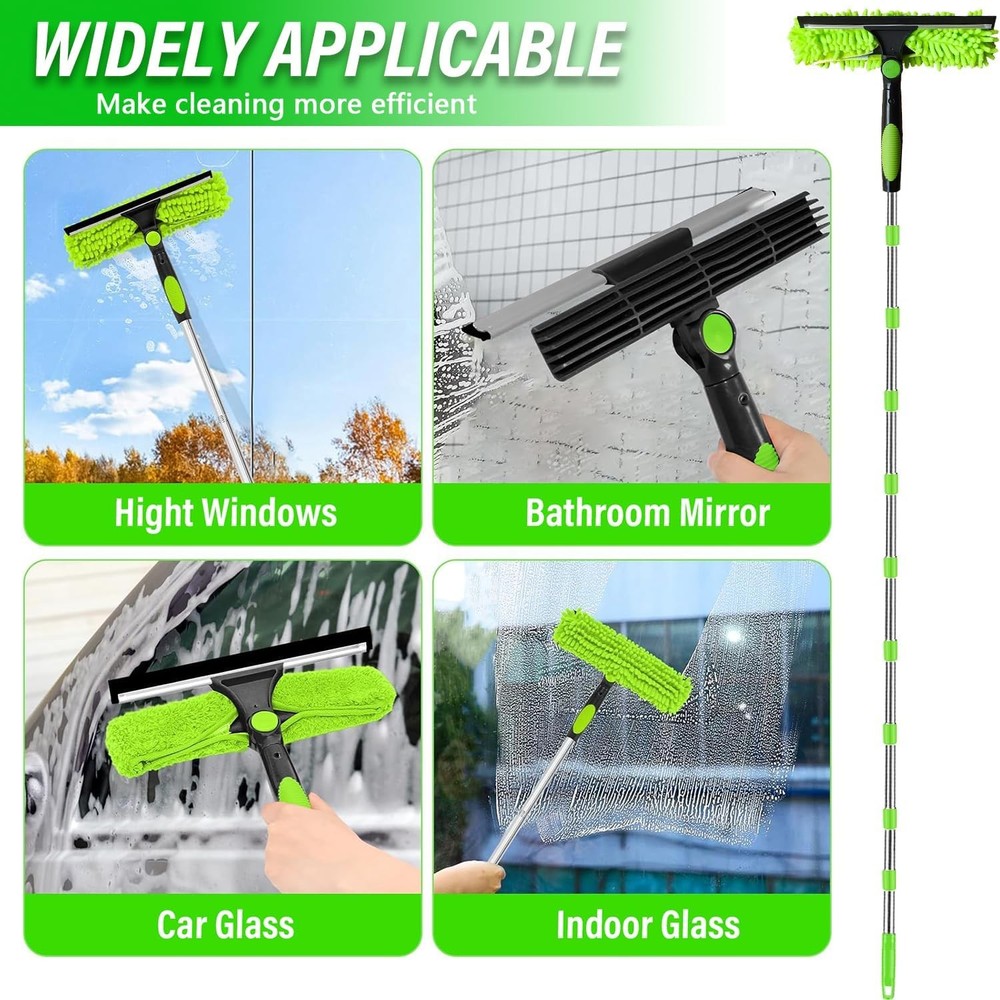 Adjustable 10-Segment Window Cleaning Pole Kit for High Windows Car