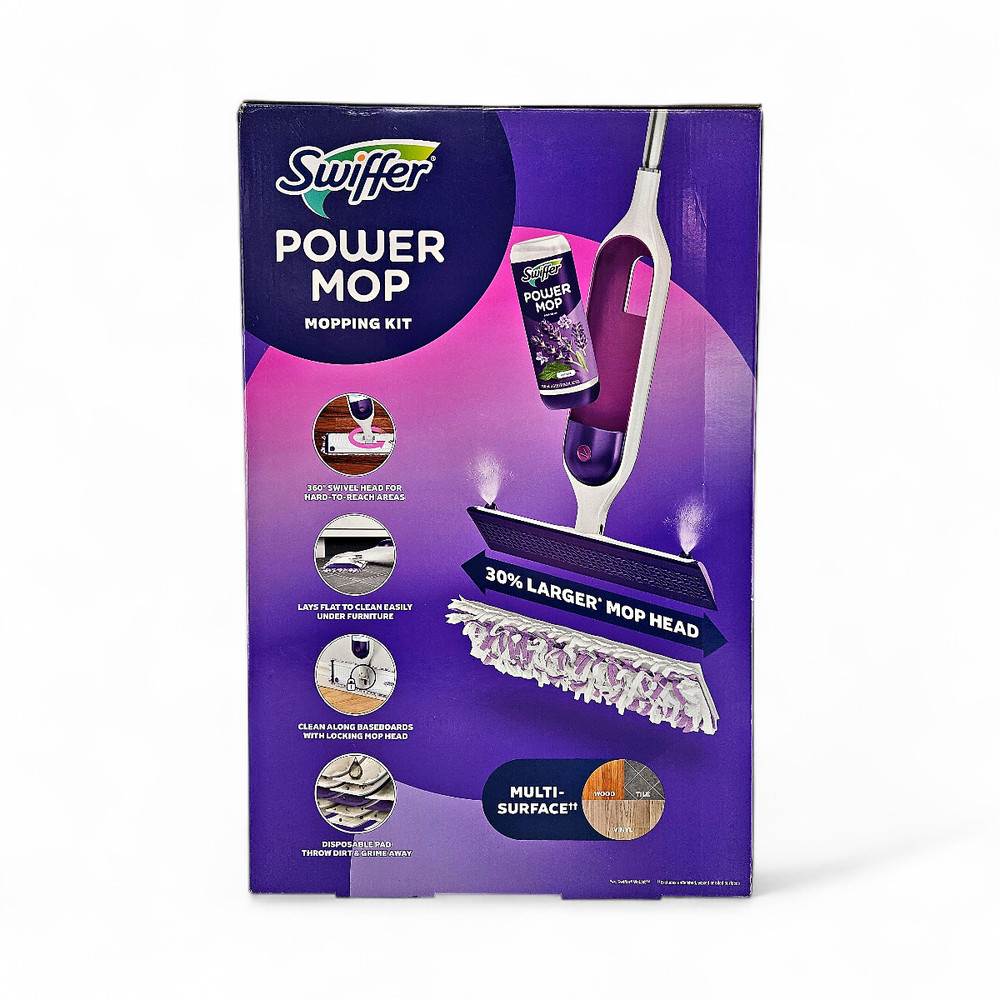 Swiffer PowerMop Multi-Surface Mopping Kit, Lavender, 10 Pads + 2 Refills