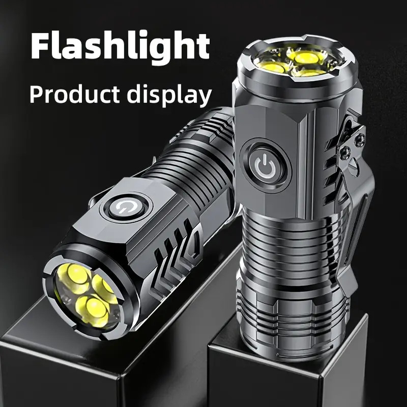 3×Tactical Flashlight Small 3 LED Torch Light Mini Super Bright USB Rechargeable