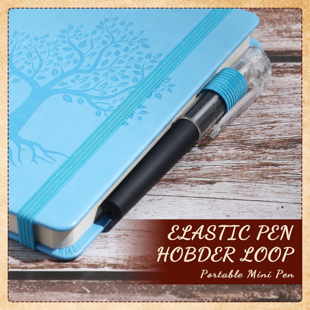 Estune Tree Small Notebooks Set A6 Hardcover Lined Pocket Journal Pen Holder