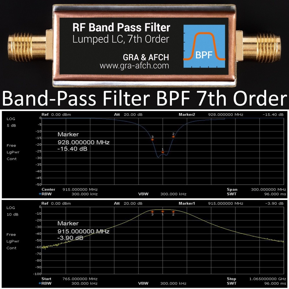 Band-Pass Filter BPF 7th Order 433MHz for RF Receiver Transmitter Amplifier etc