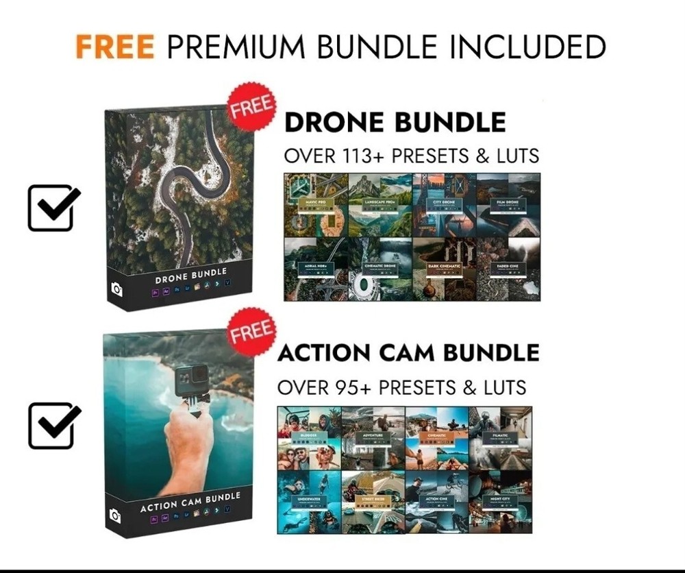 Premium ULTIMATE BUNDLE Luts&Presets + 2 bundles gift