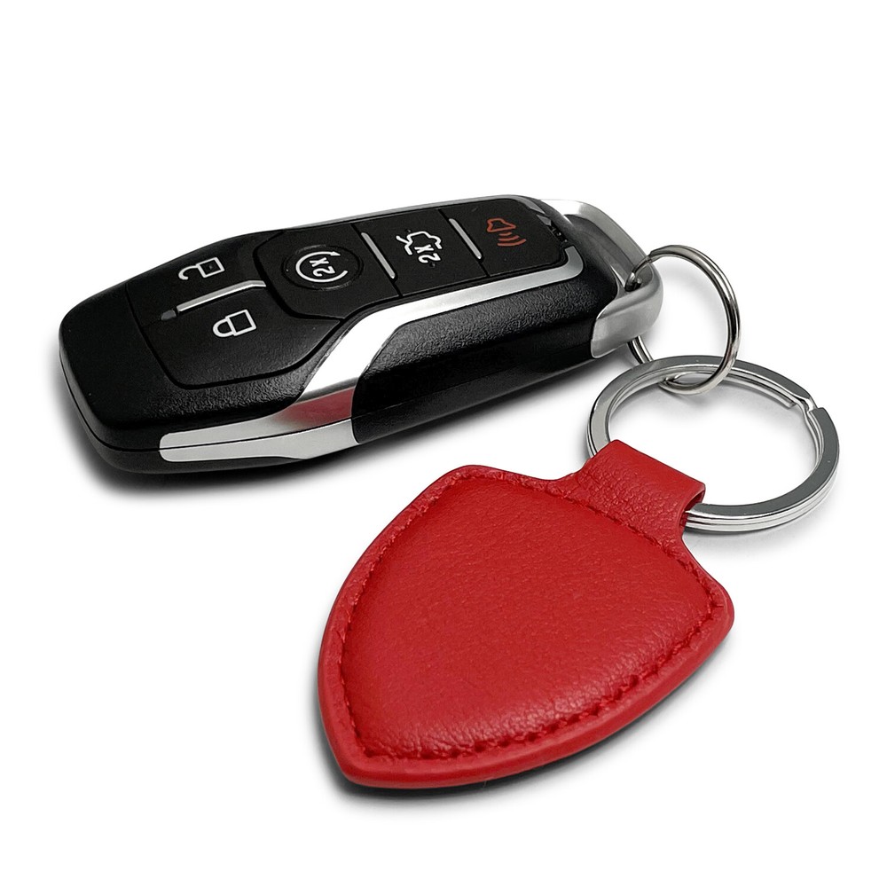 Ford Bronco Red Real Leather Shield-Style Key Chain