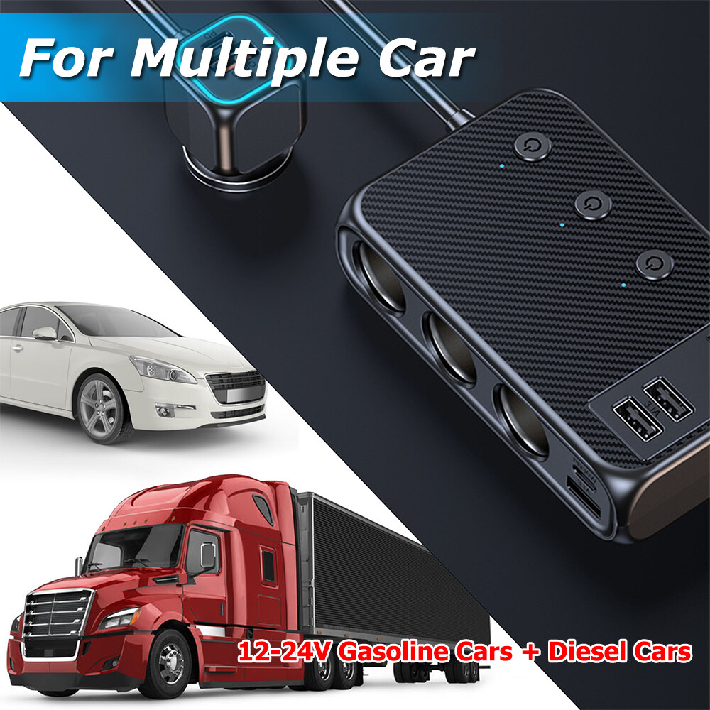 9in1 Car Cigarette Lighter Socket Splitter USB C Plug Fast Charging 3Way Adapter