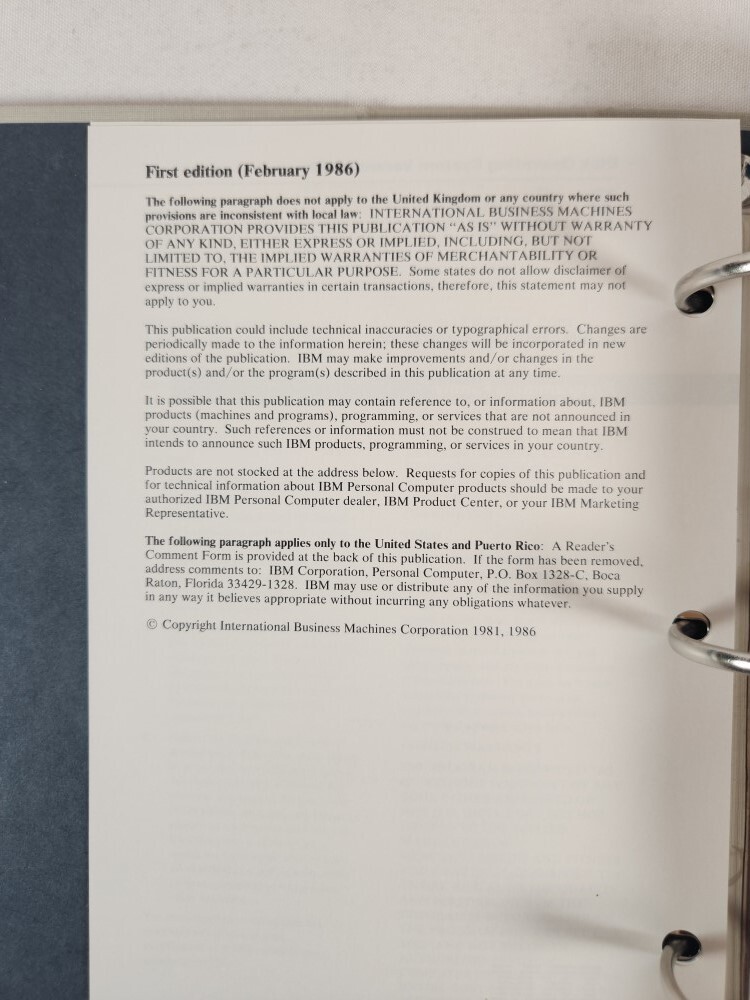 IBM Binder DOS Disk Operating System Reference 3.2 1986 1st Ed. (No Software)