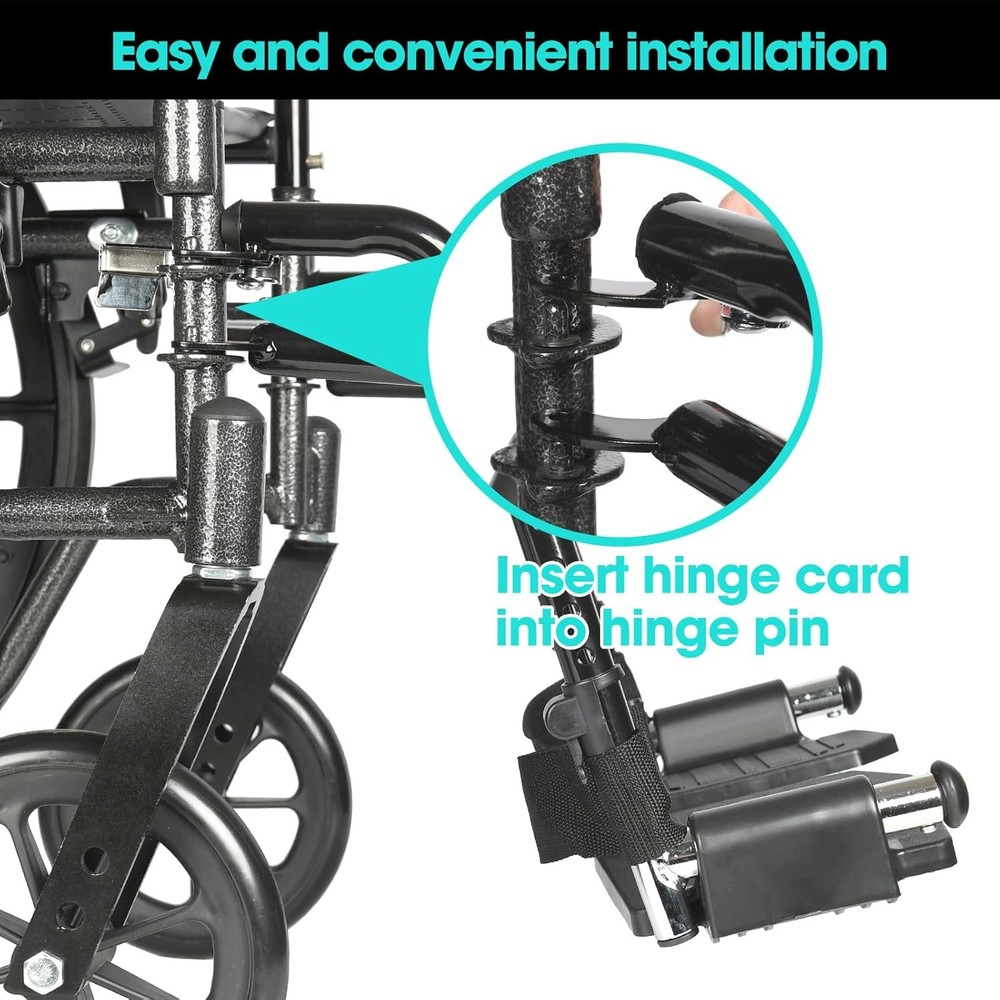 Universal Wheelchair Footrest Replacement - Adjustable Composite Footboard & Hee