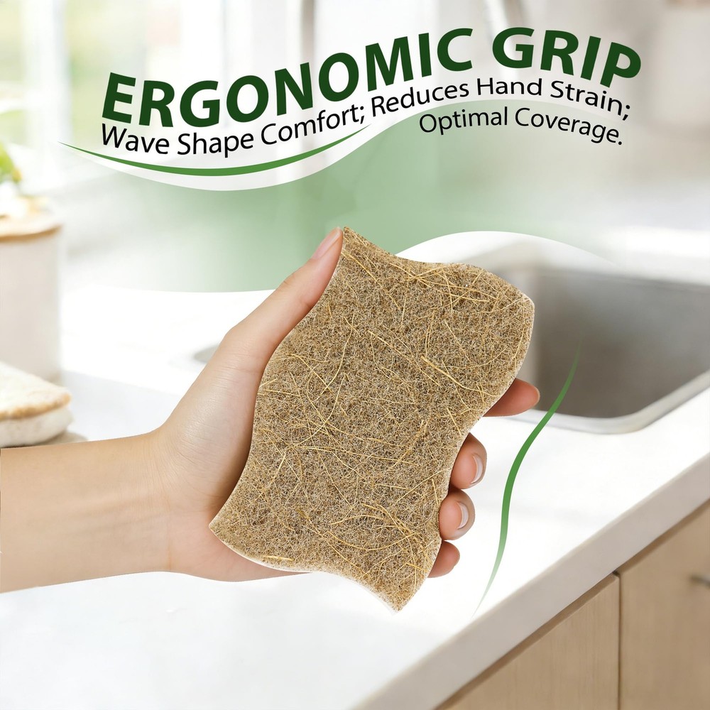 9 Pack Natural Biodegradable Kitchen Sponges Cellulose Walnut Scrubber Pads