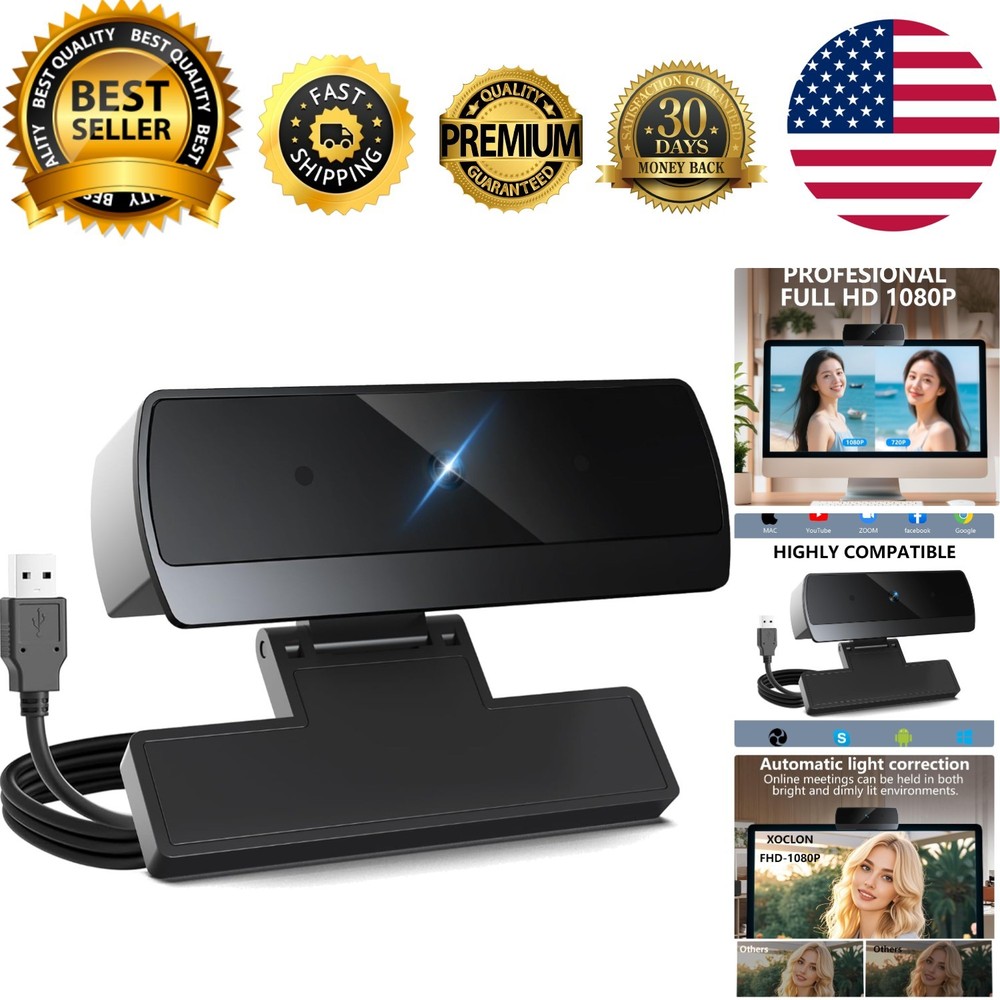 1080p Webcam for PC Laptop Desktop Computer, USB Webcam with Microphone, Stre...