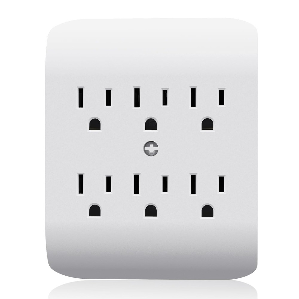 Compact White 6-Outlets Power Extender with Mounting Options - Certified