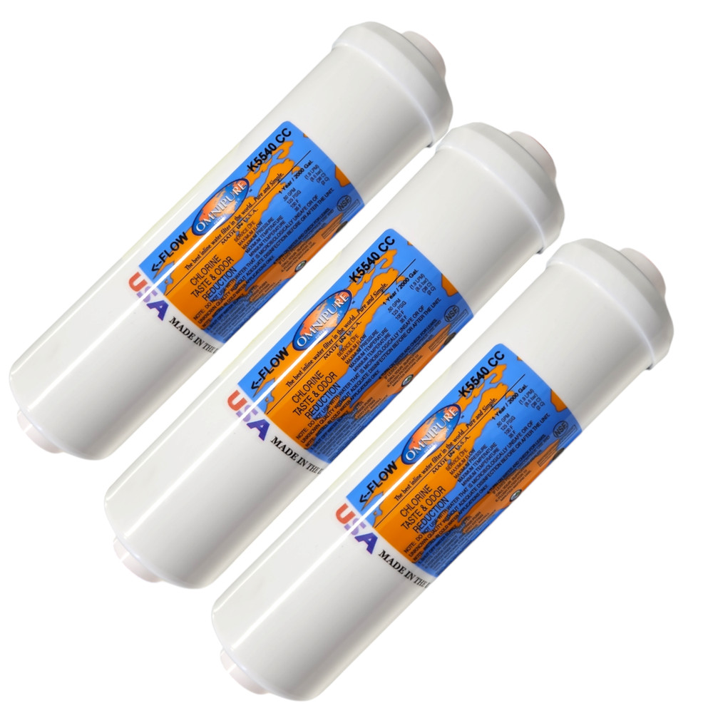 Omnipure K5540-CC Inline GAC 10" x 2.5" Postfilter 3/8"FPT (3 pack)