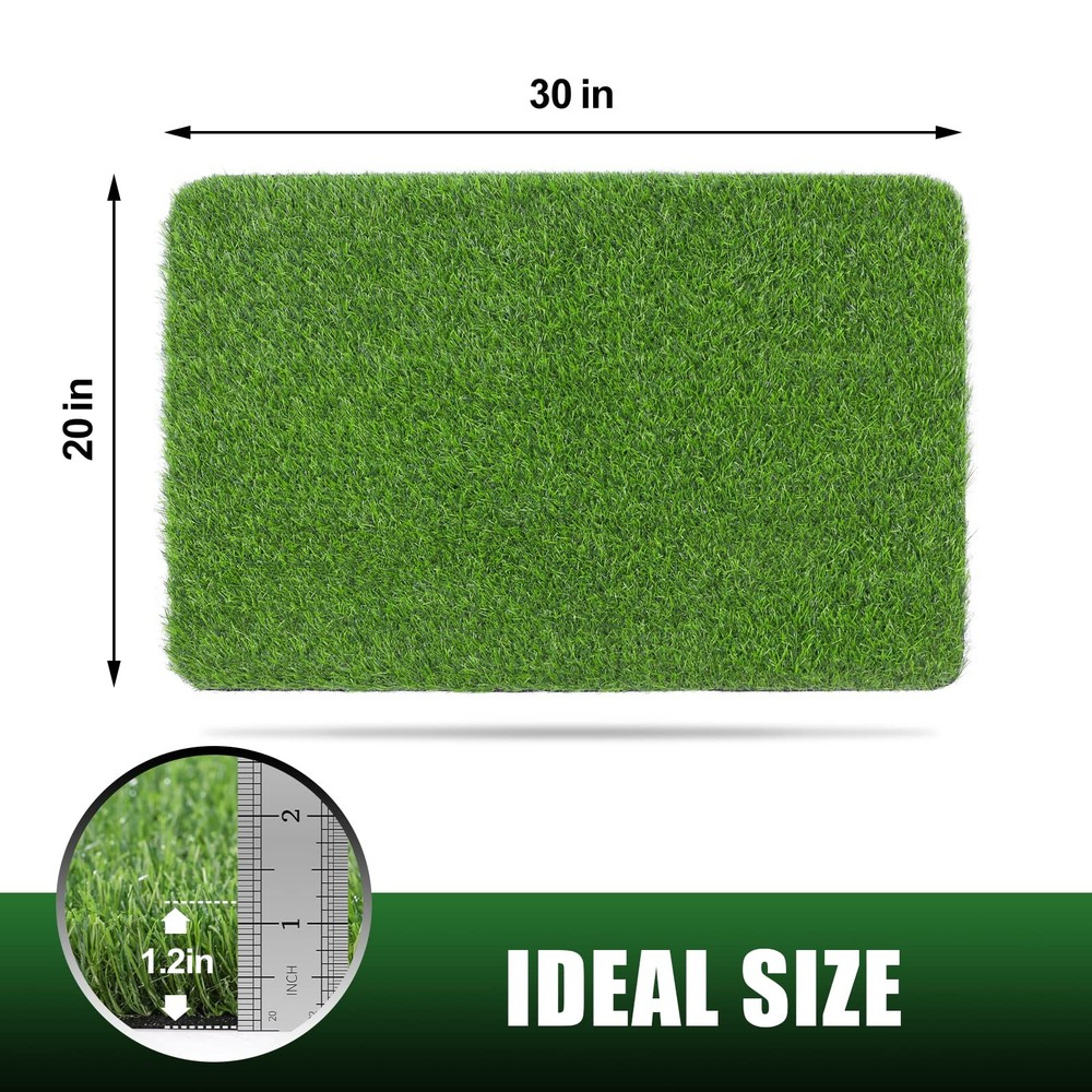 TREETONE Artificial Grass Door Mat, Thick 1'8" x 2'6" (Rectangular), Green