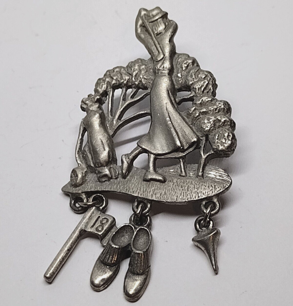 Lady Golfer Assorted Drop Charms LCD Lapel Pin