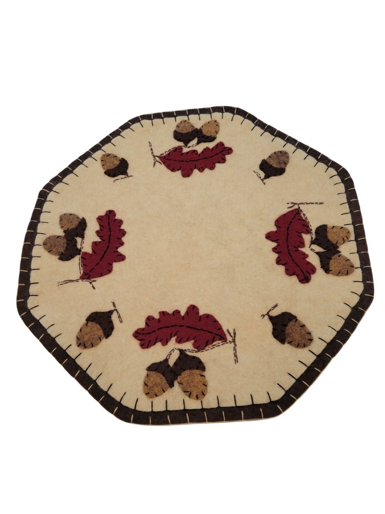 Primitive Acorn Candle Mat, 11" Dia.