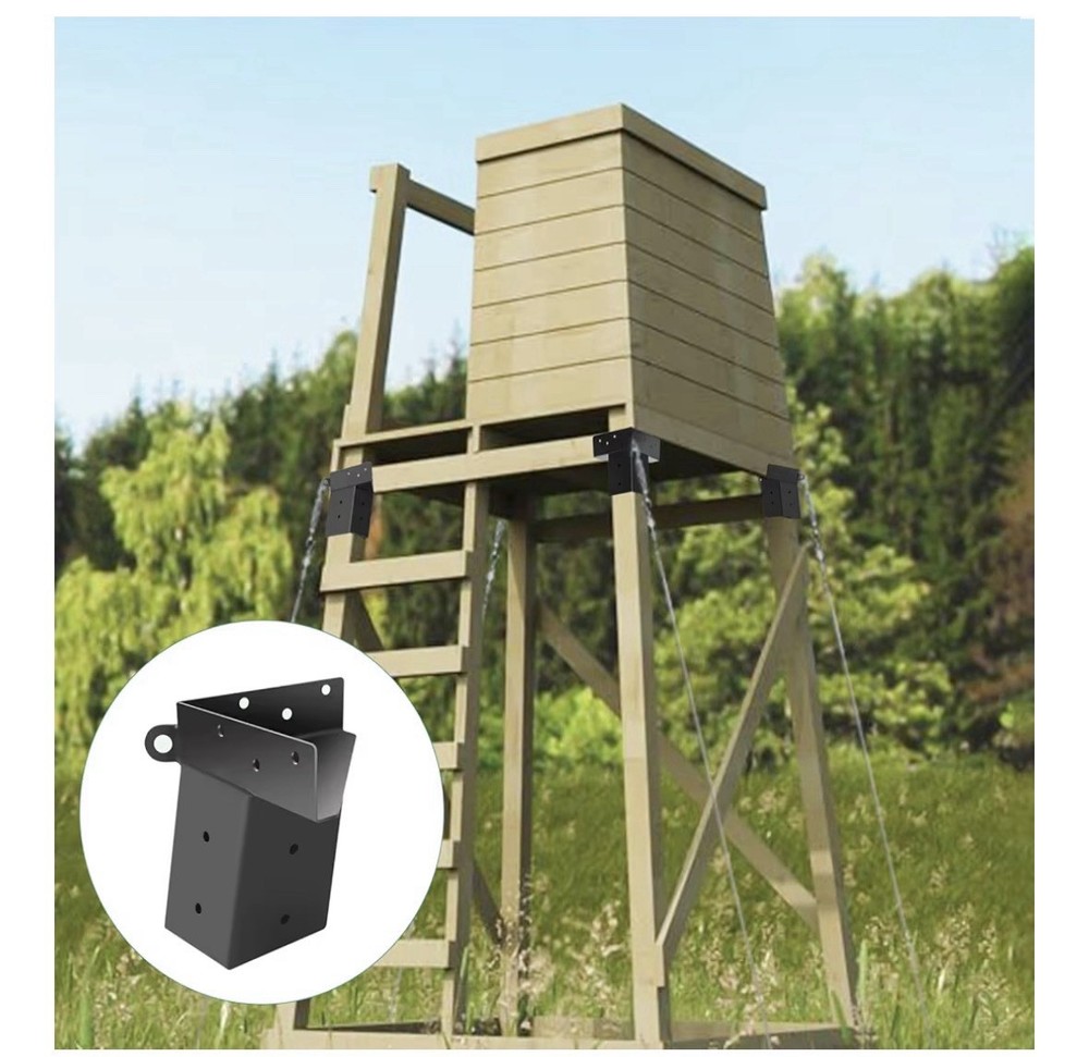 Deer Stand, Hunting Blind 4x4” Brackets & Hardware, Tree Observation Deck, Black