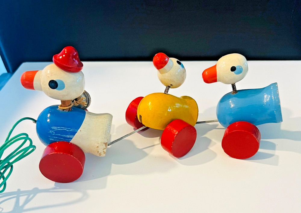 Vintage Brio Three Duck Pull Toy