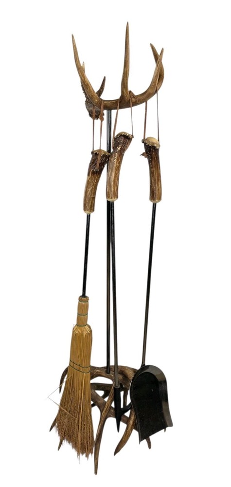 Antler Fireplace Tool Set Includes Three Fireplace Tools *READ*